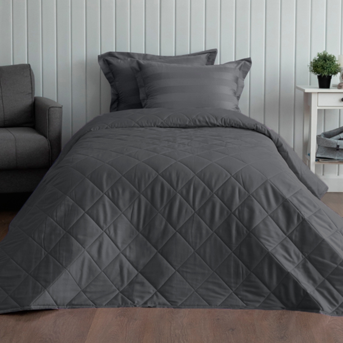 Покрывало хлопковое | ПОКРЫВАЛО ХЛОПКОВОЕ ОДНОТОННОЕ ТЕМНО-СЕРЫЙ