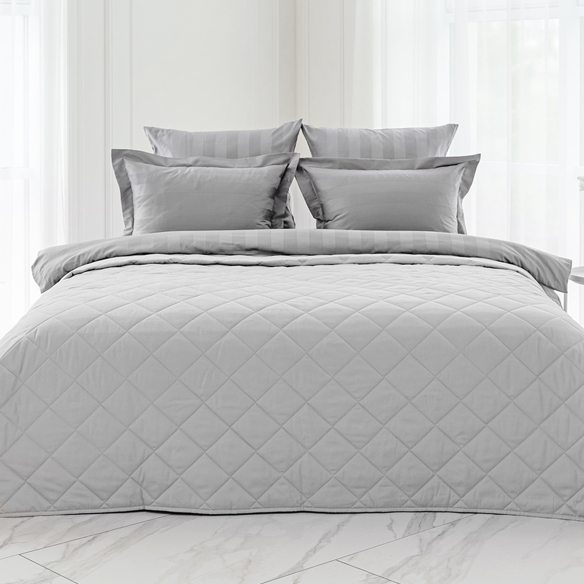 Покрывало хлопковое | ПОКРЫВАЛО ХЛОПКОВОЕ ОДНОТОННОЕ МАКО-САТИН СЕРЕБРИСТЫЙ