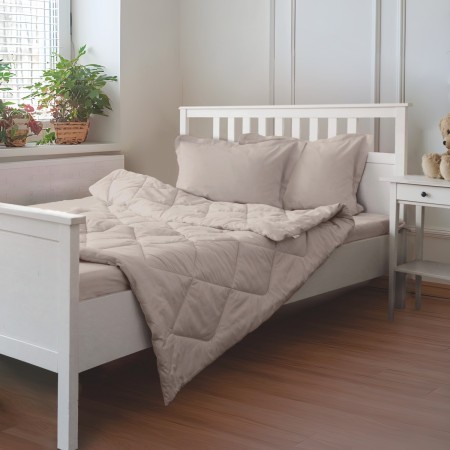 ПОСТЕЛЬНОЕ БЕЛЬЁ САТИН С ОДЕЯЛОМ 2 НАВОЛОЧКИ КАПУЧИНО